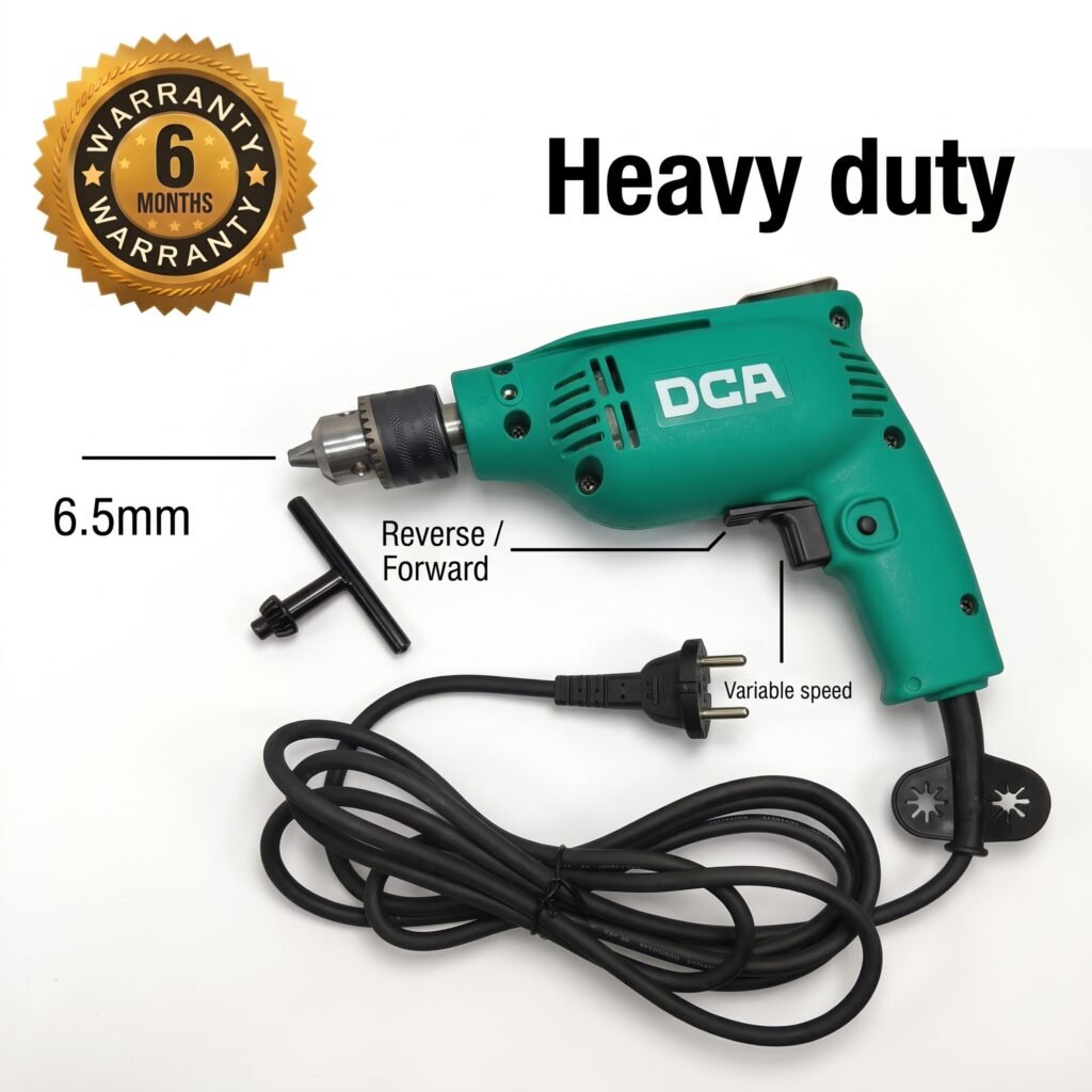 DCA Compact Drill 230W, 6.5mm Keyed Chuck, Variable Speed 0–3800 RPM