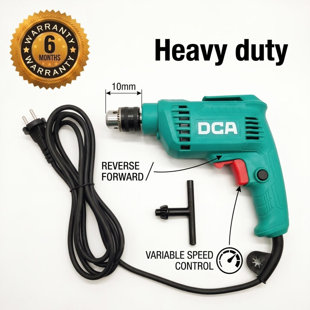 DCA 10mm Electric Drill 460W, Variable Speed 0–3200 RPM, Forward & Reverse