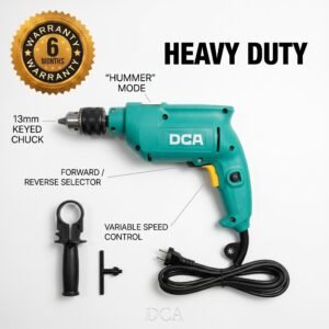 DCA 13mm Hammer Drill, 0–2600 RPM, 41,600 BPM, Variable Speed, Forward & Reverse