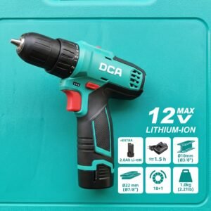 DCA ADJZ1202 12V Cordless Drill 10mm – 2 × 2.0Ah Batteries, Charger & Plastic Case