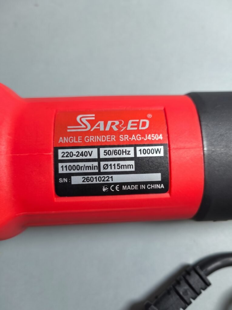 5 Inch 1000W Heavy Duty Angle Grinder SARDE – 11,000 RPM | 220/240V Electric Grinder