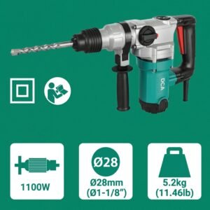 DCA 28mm Rotary Hammer 1100W, SDS-Plus, 2-Mode Hammer & Demolition